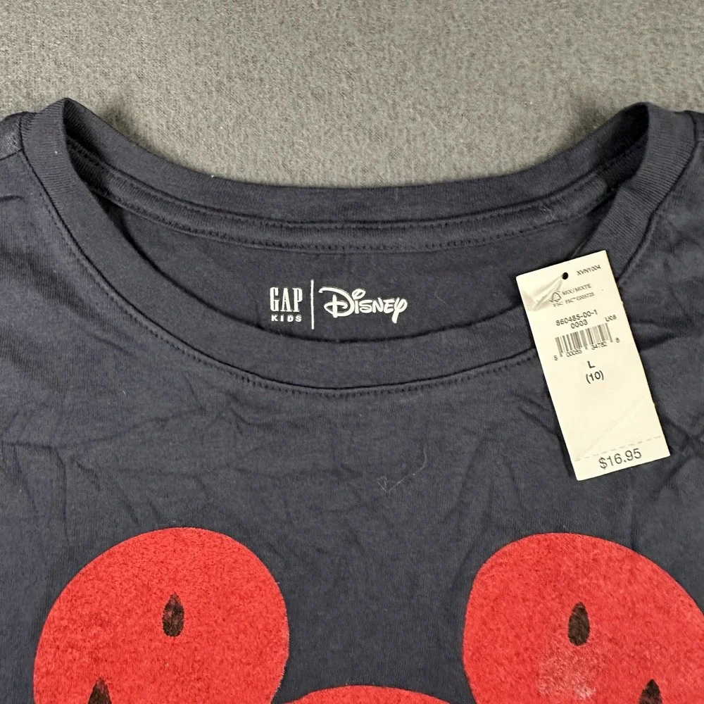 Gap Disney Shirt Girls Large 10 Navy Blue Watermelon Mickey Mouse Tee Kids NWT